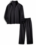 Yioaga Women Tracksuit 2 Piece Set Pullover Sweatshirt Sweatpants Black Size L