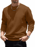 HOTake Mens Waffle Texture Pullover Sweatshirt Brown Size Small