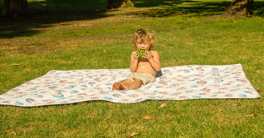 The Shwally Picnic Blanket - Wavy Rainbows